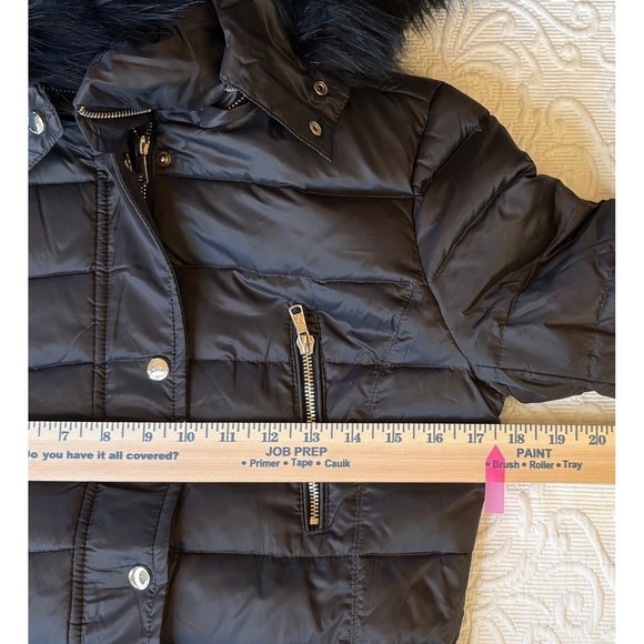 ZARA WOMAN Black Puffer Down/Feather Coat with Faux Fur Hood Zip Front Size S - Picture 10 of 14